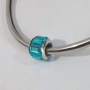 Silver‎ Blue Crystals Charm for Pandora Style Bracelet